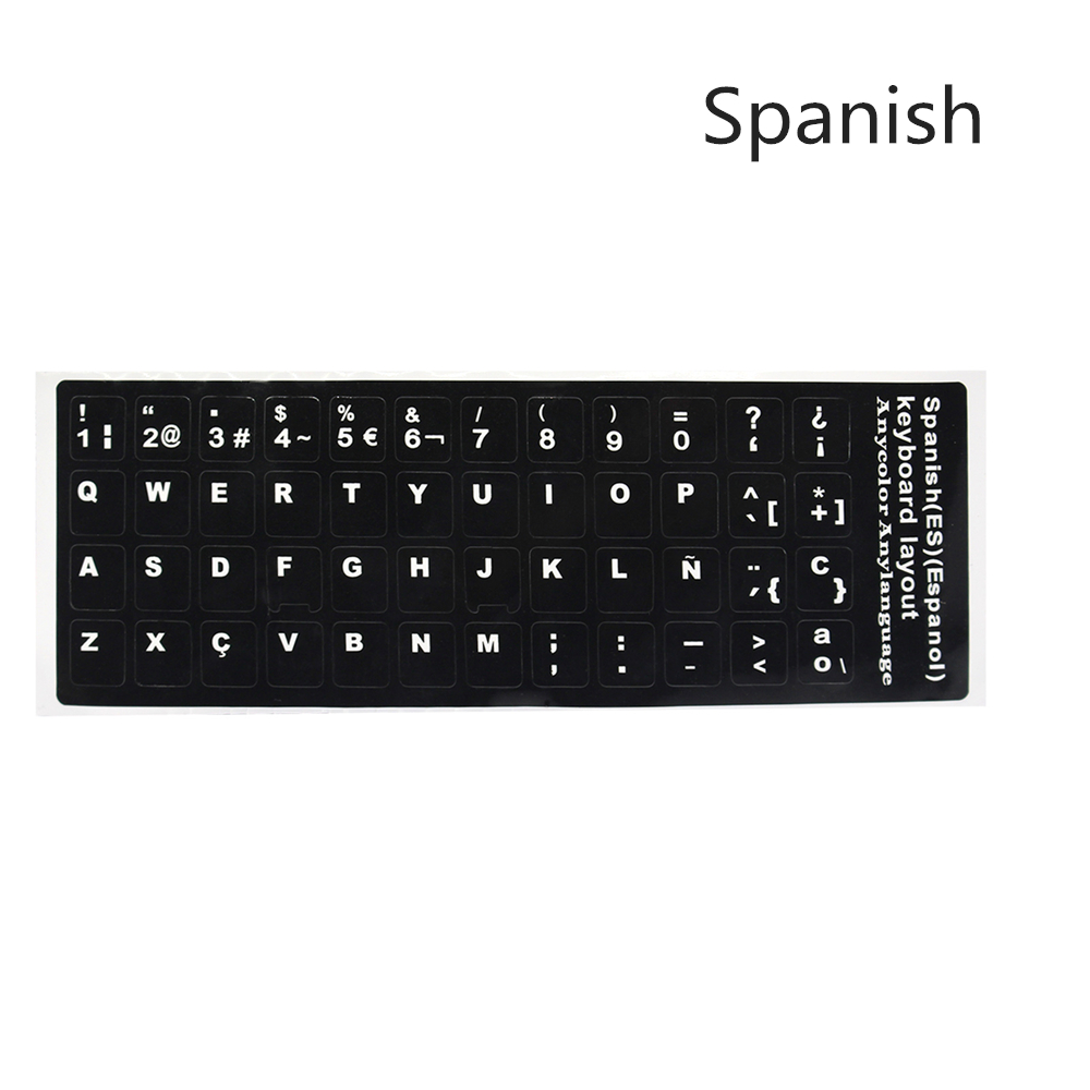 Spanish Keyboard Stickers Arabic Cangjie French Korean Thai Italian English Alphabet Keyboard Layout Stickers Black for Laptops