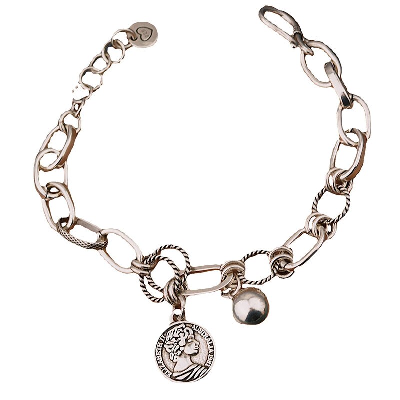 Foxanry Vintage Punk 925 Sterling Zilveren Ketting Brcacelet Voor Vrouwen Zomer Trendy Portret Hanger Handgemaakte Partij Sieraden