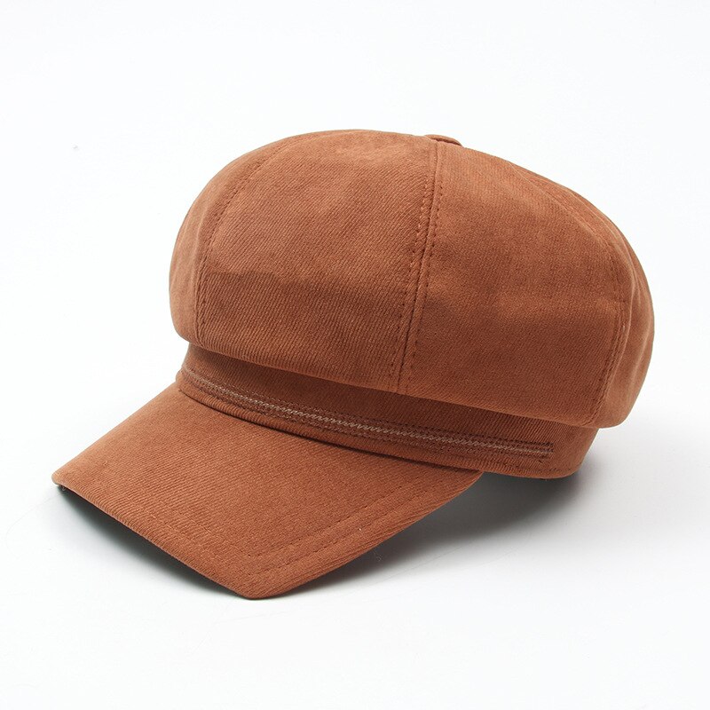 Ldslyjr algodão sólido boina casual pintor chapéu pico octogonal chapéus para mulher e menina 19: Marrom