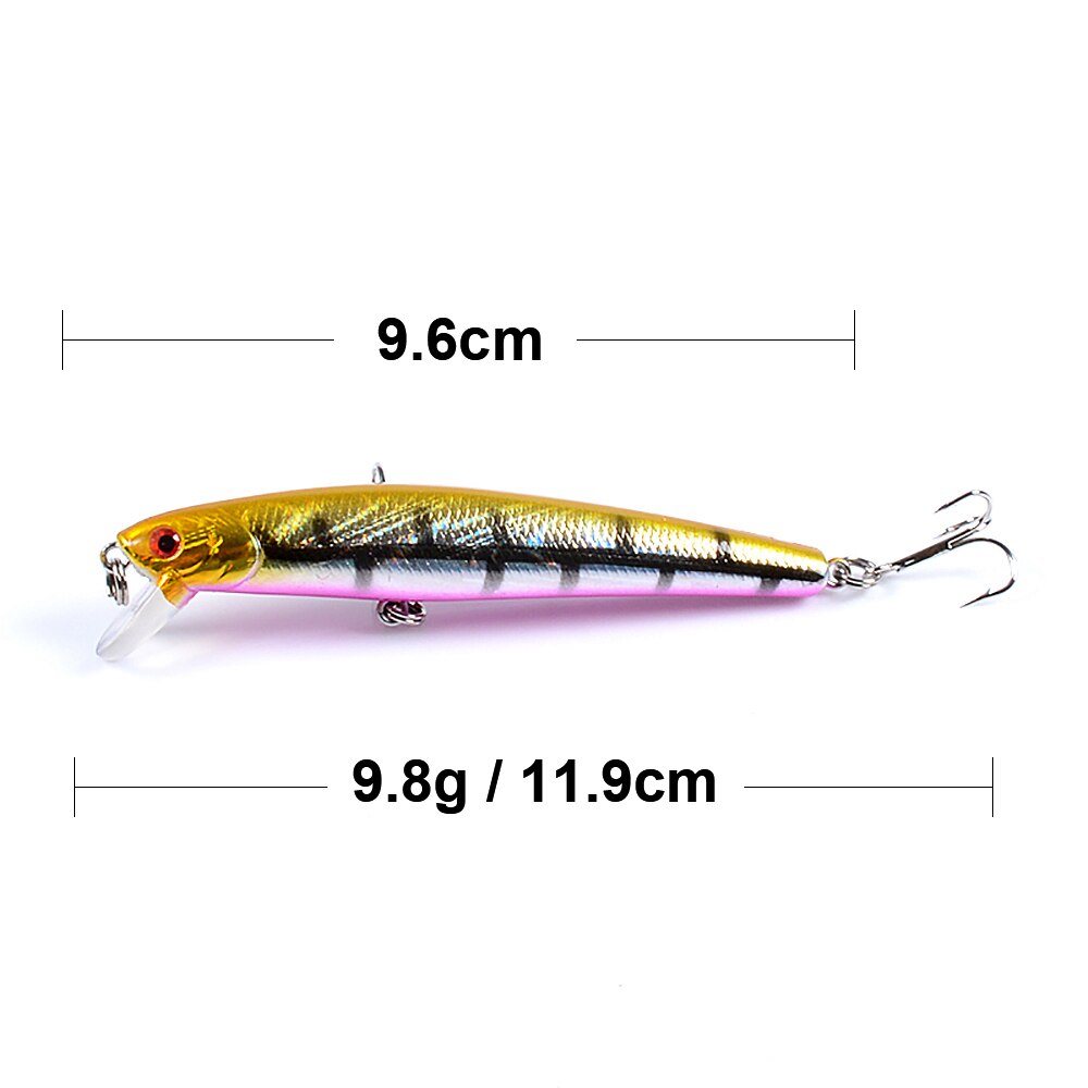 Biwvo Metalen Minnow Crankbaits 9.6cm Karper Vissen Lokt Goederen Voor Vissen Harde Lokken Aas Metal Jig Wobbler Voor Trollen shad: B