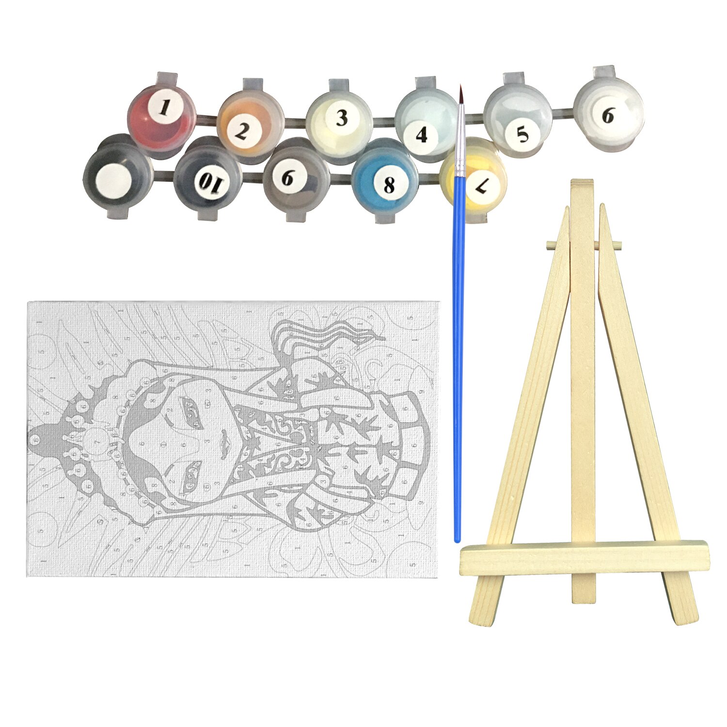 Diy Foto Schilderij Nummers Olieverfschilderij Kit 5.9*3.9 Inch Met Heldere Acryl Pigment Borstel Houten Schildersezel Stand voor Kids: Style 5
