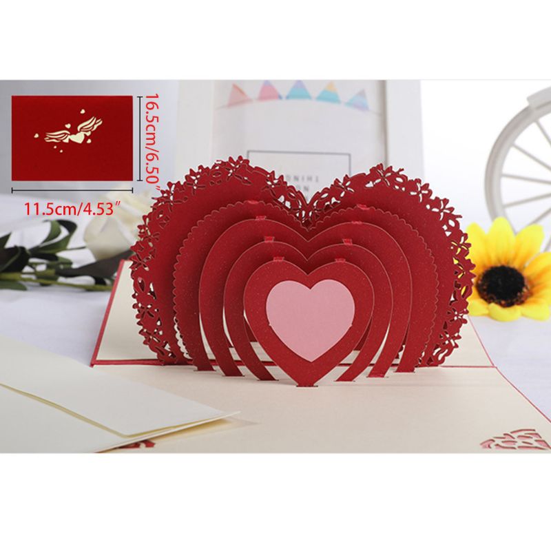 3D Greeting Card Romantic Pop-up Card for Couples Birthday Valentine Day H4GD