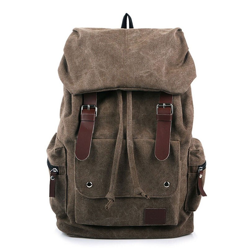 Mode Mannen Rugzak Vintage Canvas Schoudertas Rugzak Schooltas Reistas: Brown