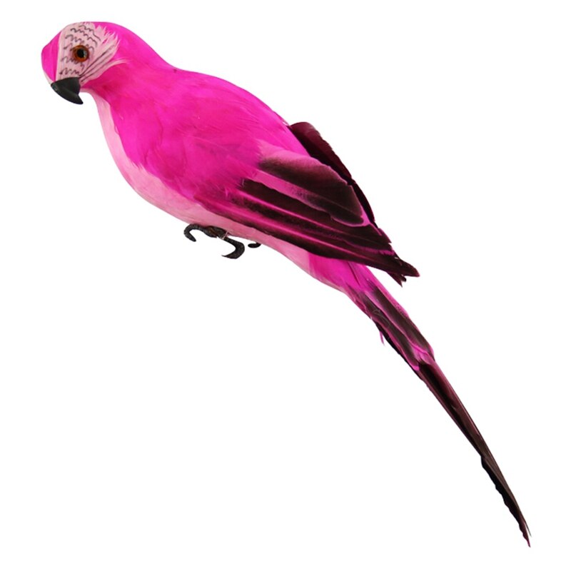 Garden Simulation Gardening Decorative Bird Garden Craftwork Decoration Parrot Emulational parrot For Show Window: Rose red