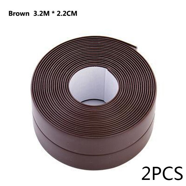 2 stk pvc klæbebånd holdbar brug 1 rulle køkken badeværelse vægforseglingstape gadgets vandtæt støbefast 3.2 mx 3.8cm/2.2cm: 2 stk. brun-s