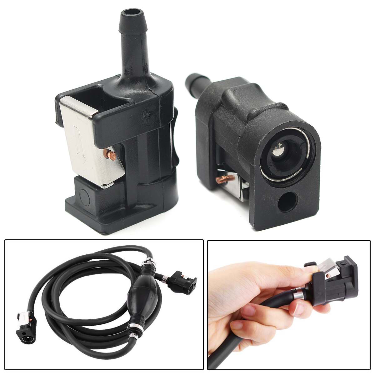 2Pcs for Yamaha Outboard Motor Engine Fuel Line Tank Connector Black Plastic 6mm Hose Arrow Marked On Body 2.1x3.3x6.1cm