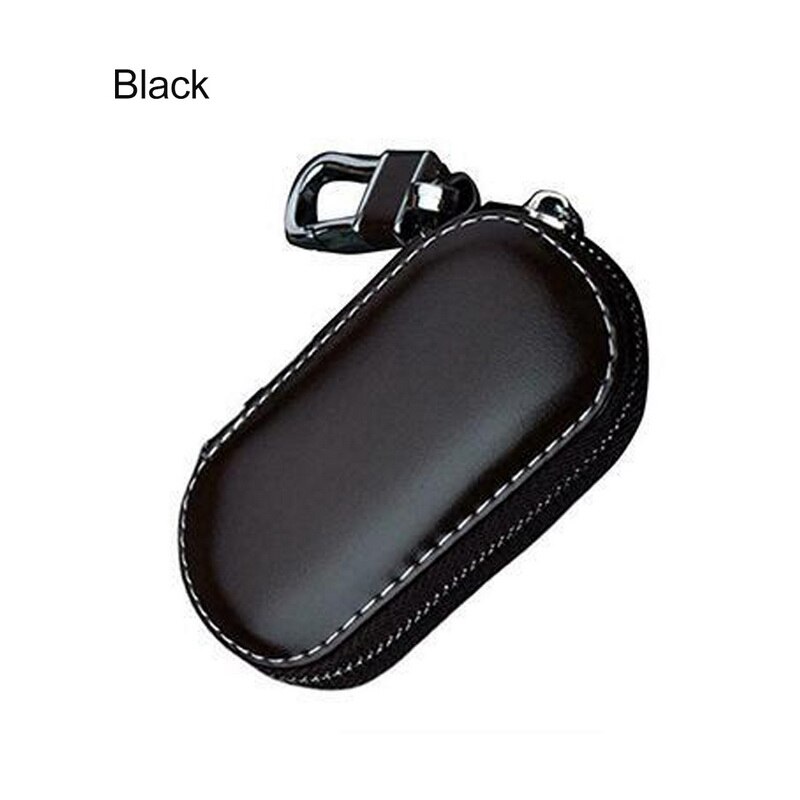 Auto Schlüssel Tasche Tasche Brieftasche Halfter Kette Schlüssel Brieftasche Ring Kollektor Haushälterin Tasche Schlüssel Organizer Clever Leder Keychain: schwarz