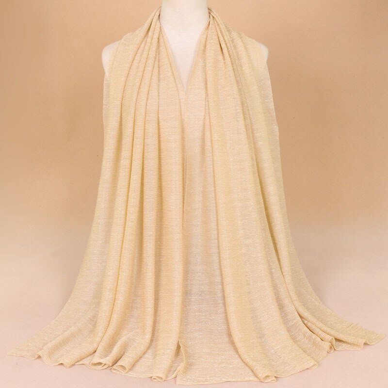 Foulard hijab à paillettes pour femmes, écharpe scintillante en soie dorée, couleur unie, châles pashmînâ, bandana, doux et léger, couvre-tête tendance: 2