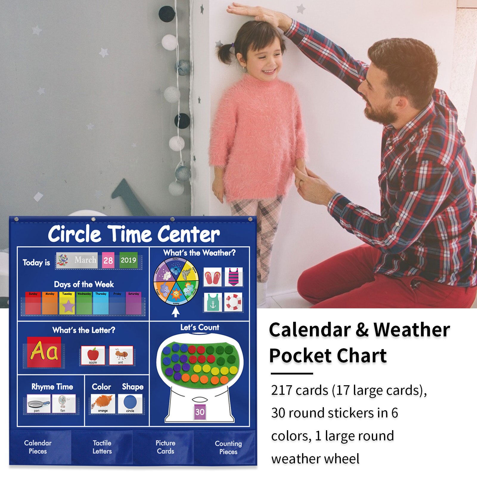 Calendar Weather Card Letter Words Math Card Cycle Time Learning Center Card Bag Preschool Children Learning Atlas