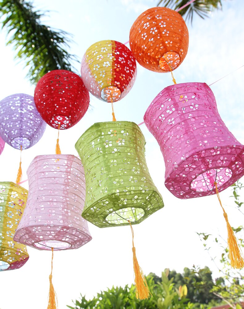 6 tommer 15cm sekskantede udhulede kinesiske papirlygter til bryllupsfødselsdagsfest dekoration hjem haven soveværelse hængende lampion