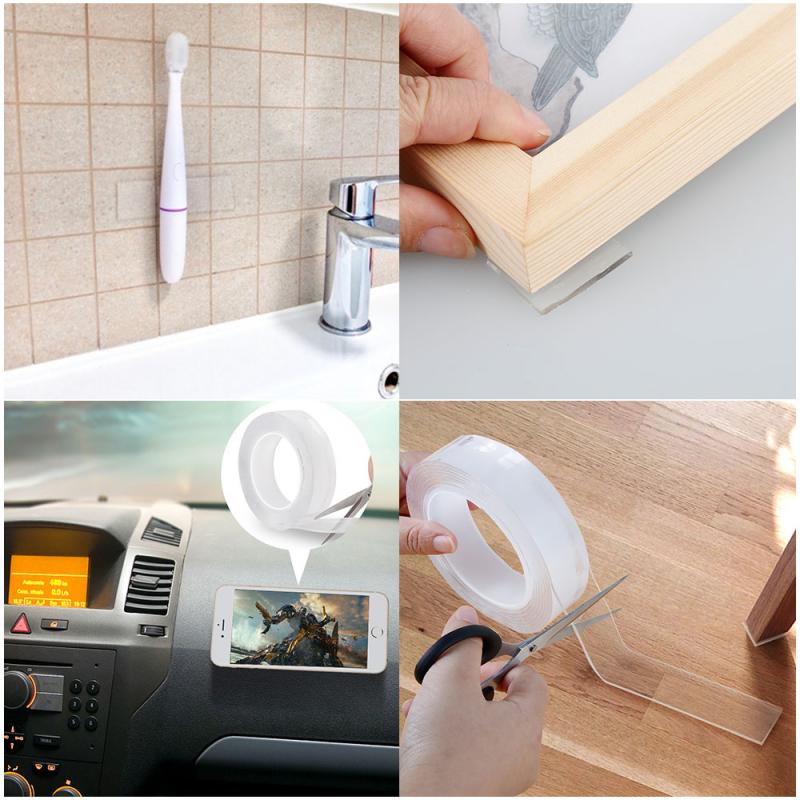Nano-tape Washable Reusable Double-Sided Tape Self Adhesive Traceless Sticker Removable Universal Strong sticky Glue