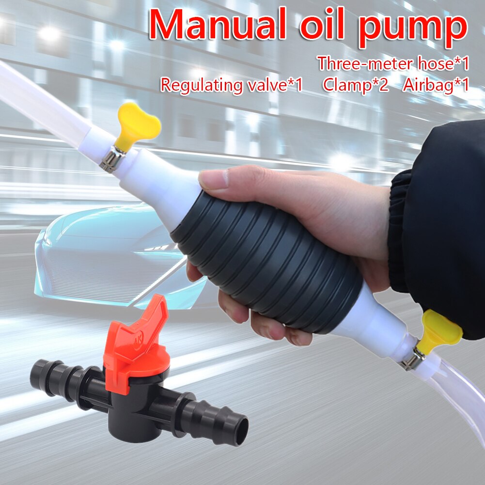 VODOOL Car Auto Truck Gasoline Siphon Hose Gas Oil Water Fuel Transfer Siphon Pump Hand Primer Bulb with 2 PVC Hoses + Valve