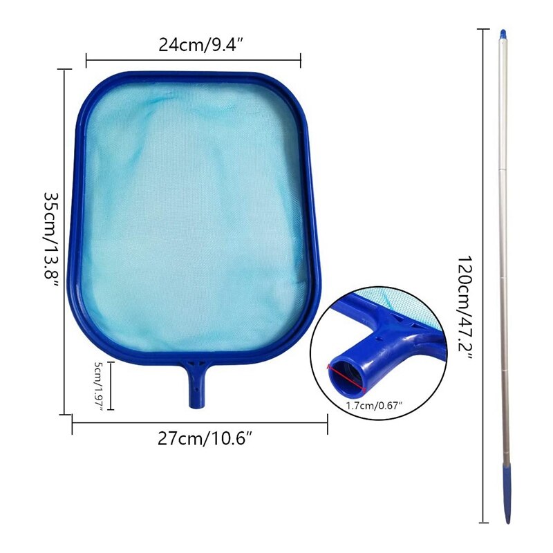 6-Piece Swimming Pool Skimmer Net Telescopic Pole Leaf Skimmer Net Swimming Pool Cleaner Supplies Home Use