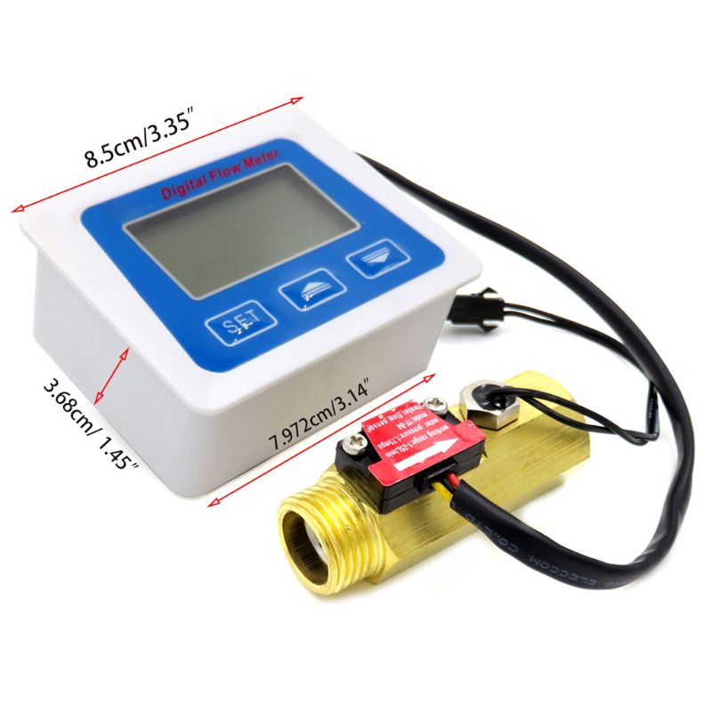 Digital LCD Display Water Flow Sensor Meter Flowmeter Rotameter Temperature