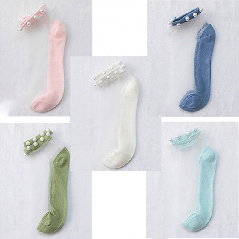 Calcetines transparentes de malla para mujer y niña, medias transparentes ultrafinas de encaje, 5 piezas, M09: 7