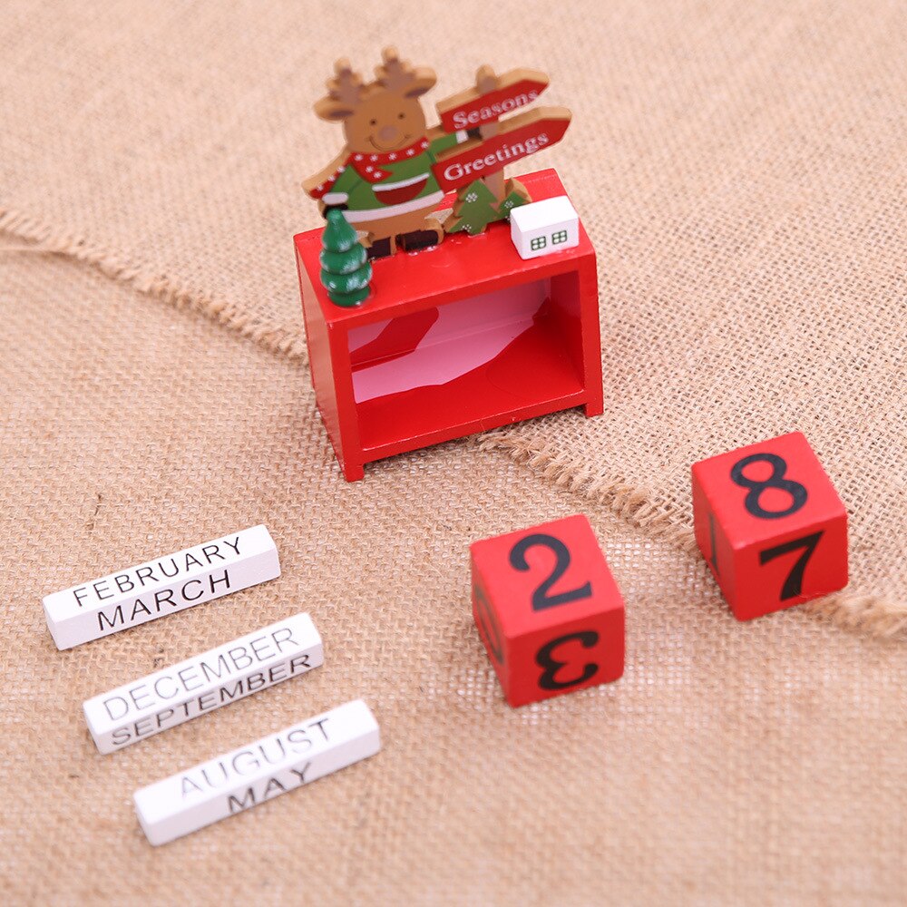 cute Wood Christmas Advent Calendars Christmas Decorations for Home Xmas Ornament Children's Christmas E
