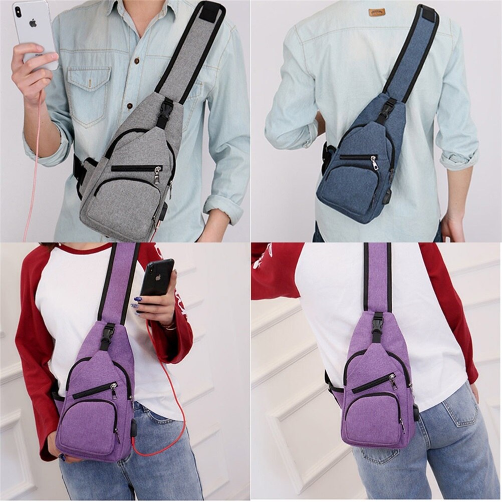 Mannen Anti-Diefstal Borst Pakken Toevallige Schoudertas Crossbody Tas Outdoor Diagonaal Borst Zak Met Usb-poort Opladen Vrouwen telefoon Tassen