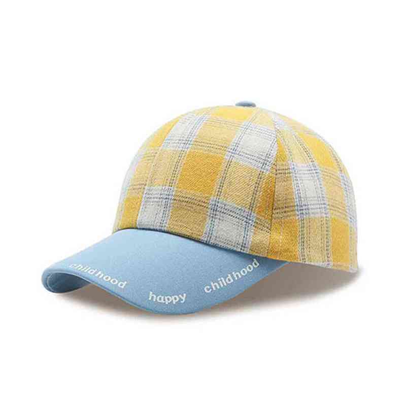 Plaid Baby Summer Hat Soft Cotton Adjustable Kids Baseball Cap For Baby Boy Girls Peaked Caps Children Snapback Hip-Hop Sun Hat: yellow