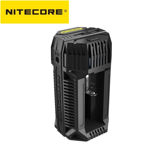Nitecore  v2 6a 2-- kanaals batterijlader autolader met 12v aanstekeradapters en usb-poorten voor 18650 rcr 123a 17650 14500 aa: Default Title