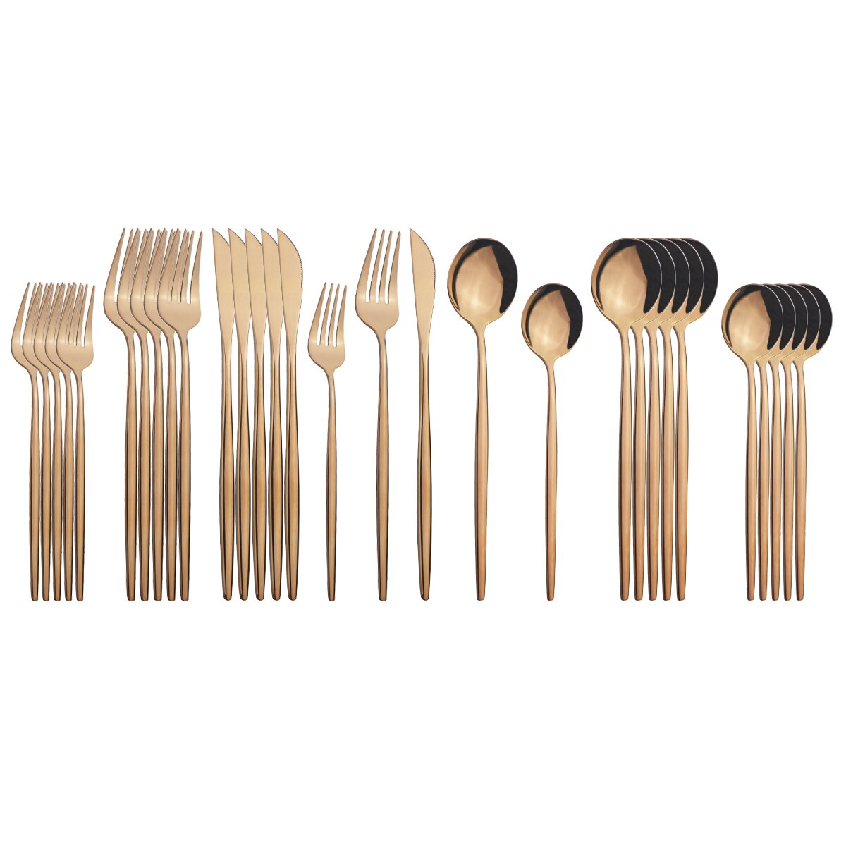 30Pcs White Gold Cutlery Set Stainless Steel Dinnerware Set Knife Fork Spoons Tableware Set Home Kitchen Flatware Silverware Set: Rose