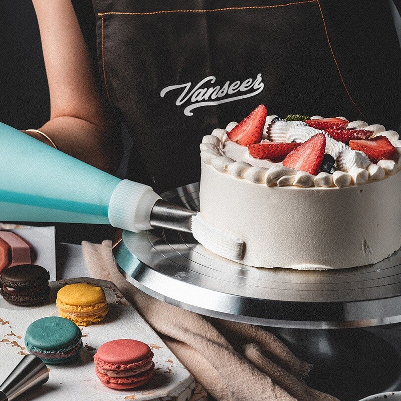 12 in decoratieve draaiplateaus van legering, set van 15 , set van 304 roestvrijstalen decoratiespuitmondjes, draaiplateau voor taarten, keukengereedschap