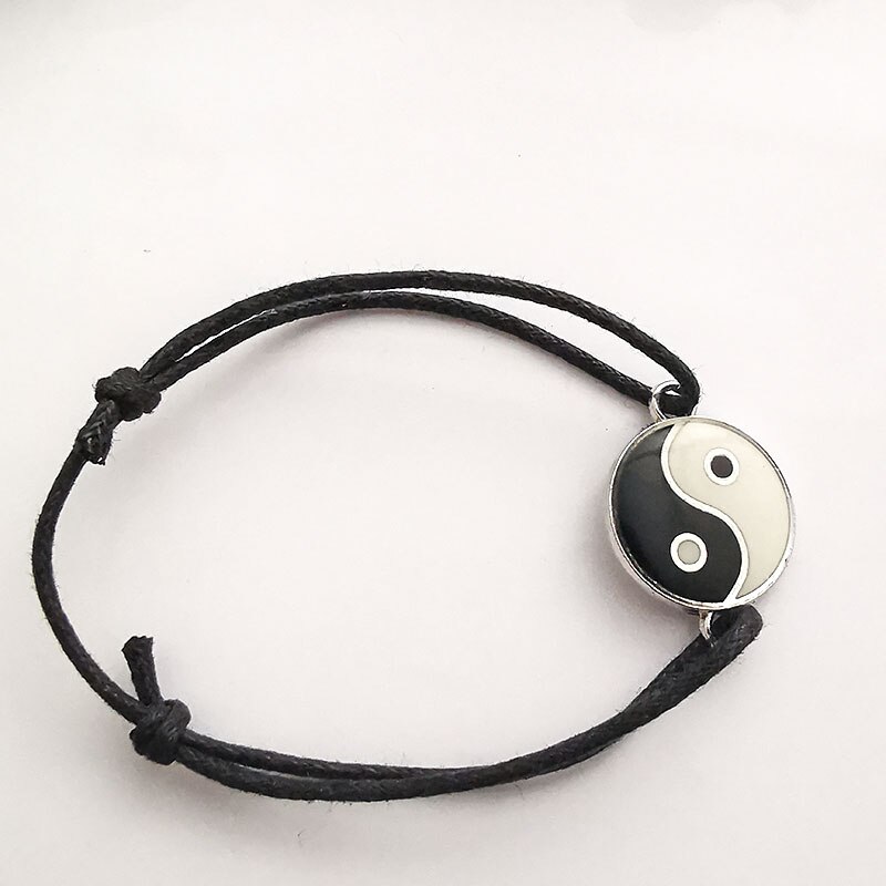 Choker Taiji Gossip Yin Yang Tai Chi Armband Vrouwen Verstelbare Zwart Katoen Wax Koord Armbanden Mode-sieraden