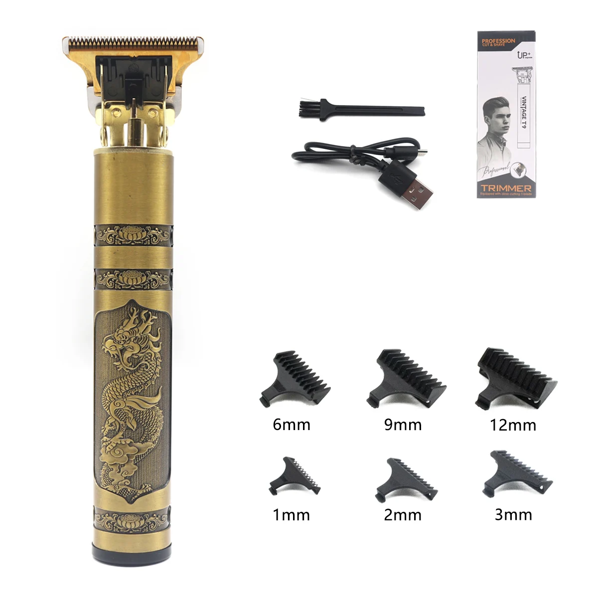 Offre spéciale Vintage T9 électrique sans fil Machine de coupe de cheveux tondeuse de barbier pour hommes tondeuse rasoir barbe briquet: GRIS