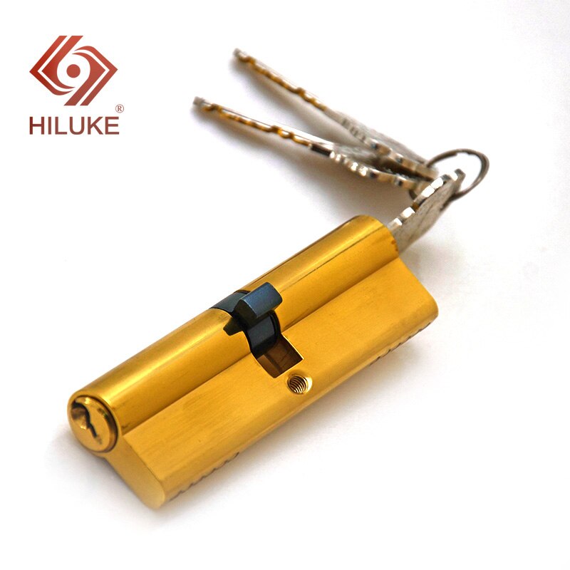 HILUKE 100mm brass alloy security double open lock cylinder three brass keys for wooden door lock core hihg