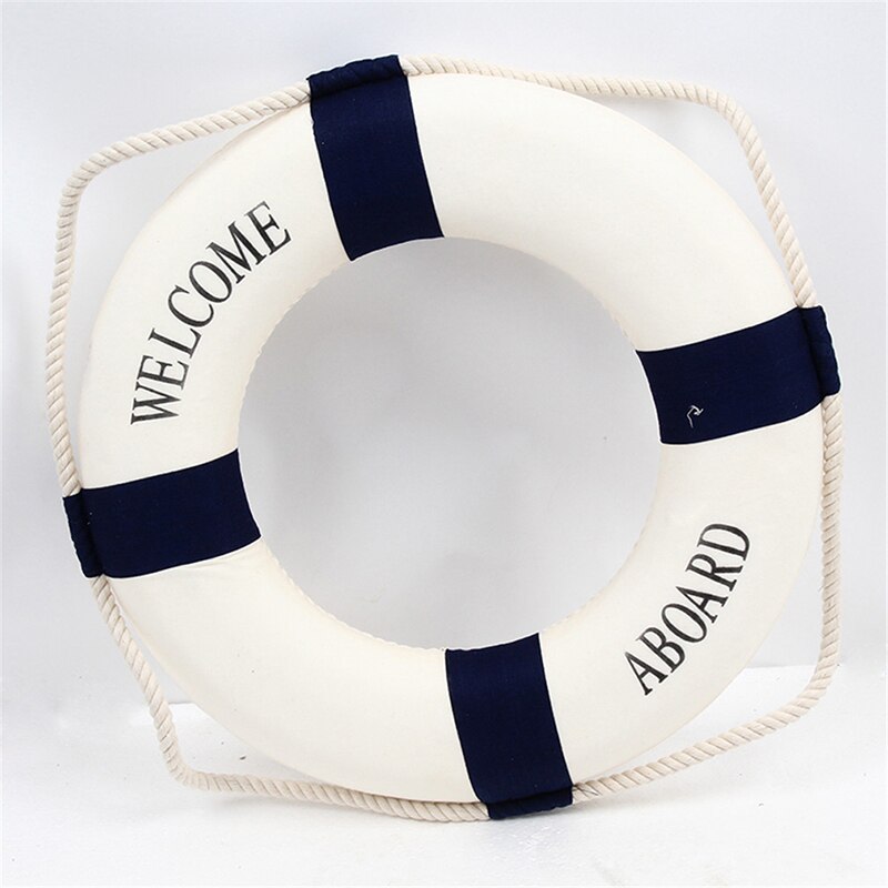 Muur Ornament Reddingsboei Schuim Aan Boord Nautical Leven Reddingsboei Ring Boot Muur Opknoping Mediterrane Stijl Home Decoratie: Blue 35CM