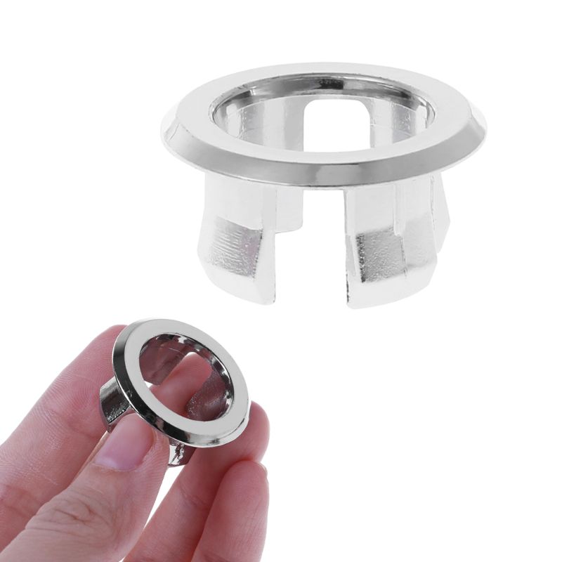 Bathroom Basin Sink Overflow Ring Six-foot Round Insert Replacement Chrome Hole Cover Cap for Bathroom Kitchen
