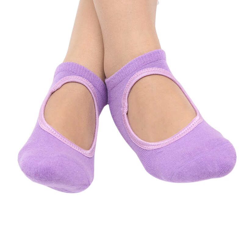 Sportsockor andas bomullsblandade yogasockor för balle dance fitness sportkläder tillbehör korta båtstrumpor: Ljuslila
