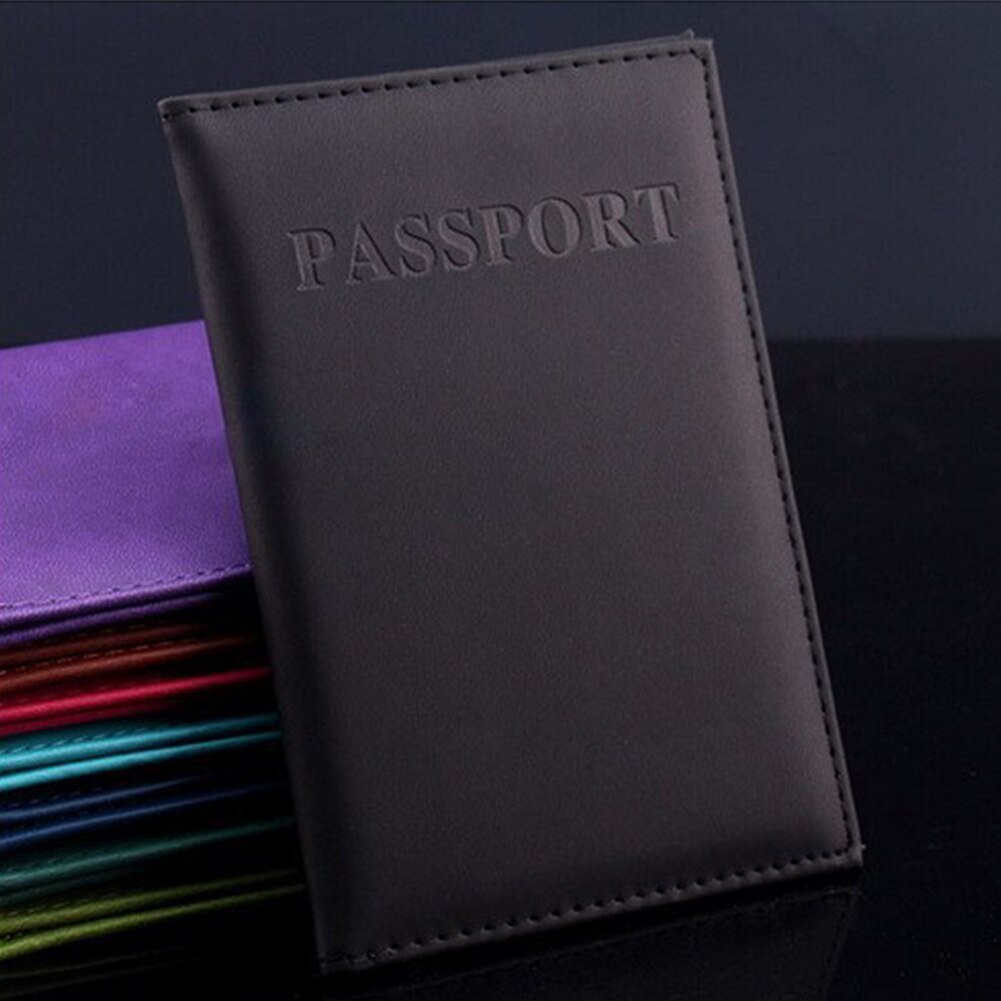 Unisex Paspoorten Clip Vrouwen Mannen Paspoort Opslag Houder Immitatie Lederen Reizen Paspoort Cover Card Organizer Case: black