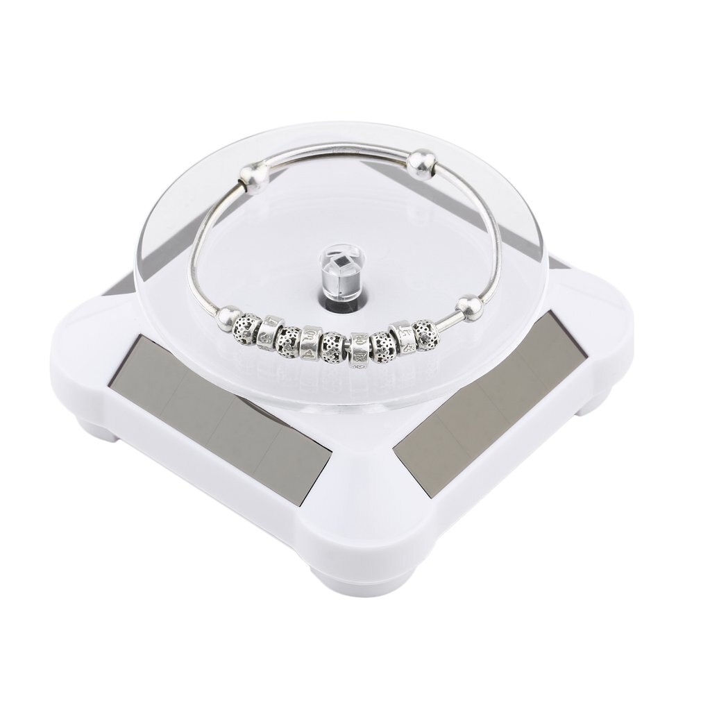 Solar Showcase 360 Turntable Rotating Jewelry Watch Ring Phone Stand Display Organizer Holder Black White