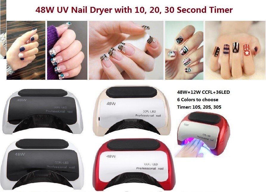 48w nageltork - uv-lampa för nagellack uv gel snabbtorkande ccfl led nagelverktyg med automatisk sensor salong skönhetsutrustning