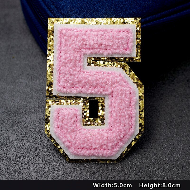 Pink Number 0 1 2 3 4 5 6 7 8 9 Patches For Clothing Embroidery Applique Zero One Two Three Four Five Six Seven Eight Nine: 5