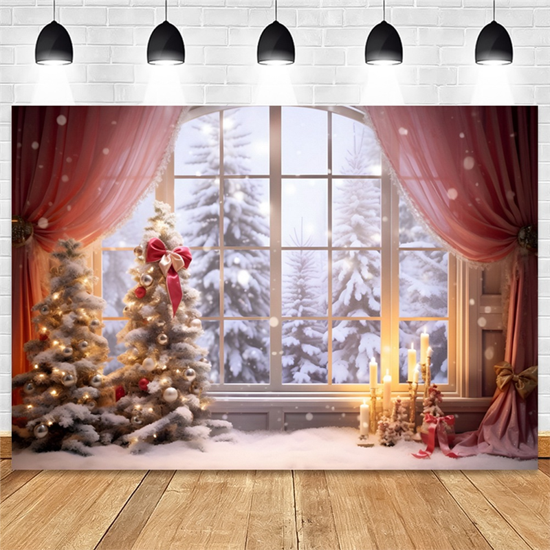 AAAEL-210X150cm Christmas Background Cloth Christmas Window Children Photo Studio Photo Photography Backdrops