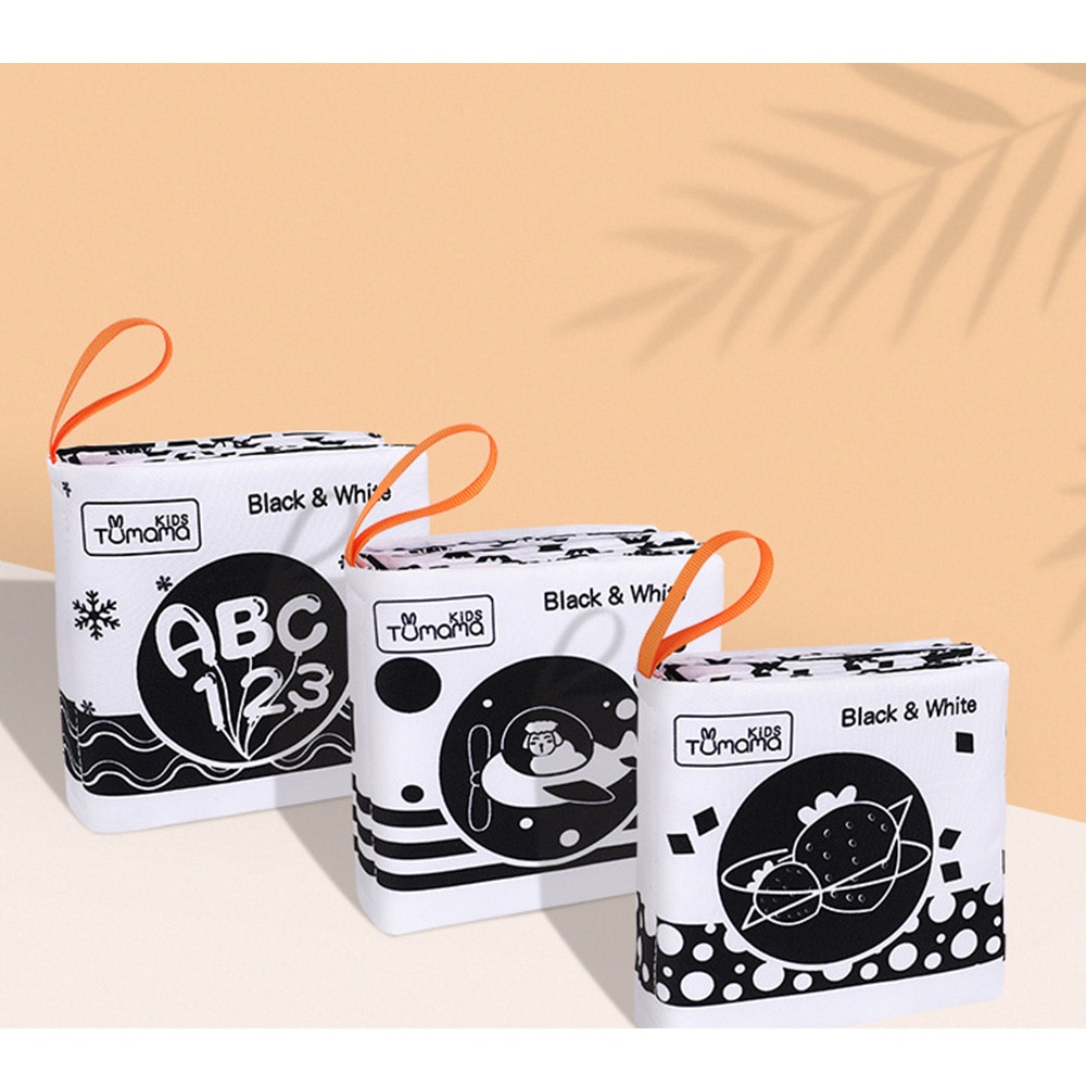 3PCS Baby Cloth Books Early Learning Educational Toys Black White Soft Cloth Development Books Cartoon Animal Infant Toys