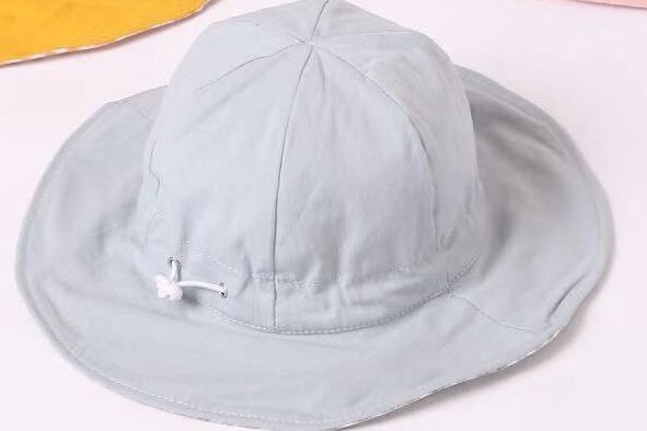 Sombrero de cubo amarillo para niños y niñas, gorro de playa Reversible de algodón, de ala ancha, de cumpleaños, H096D: Blue