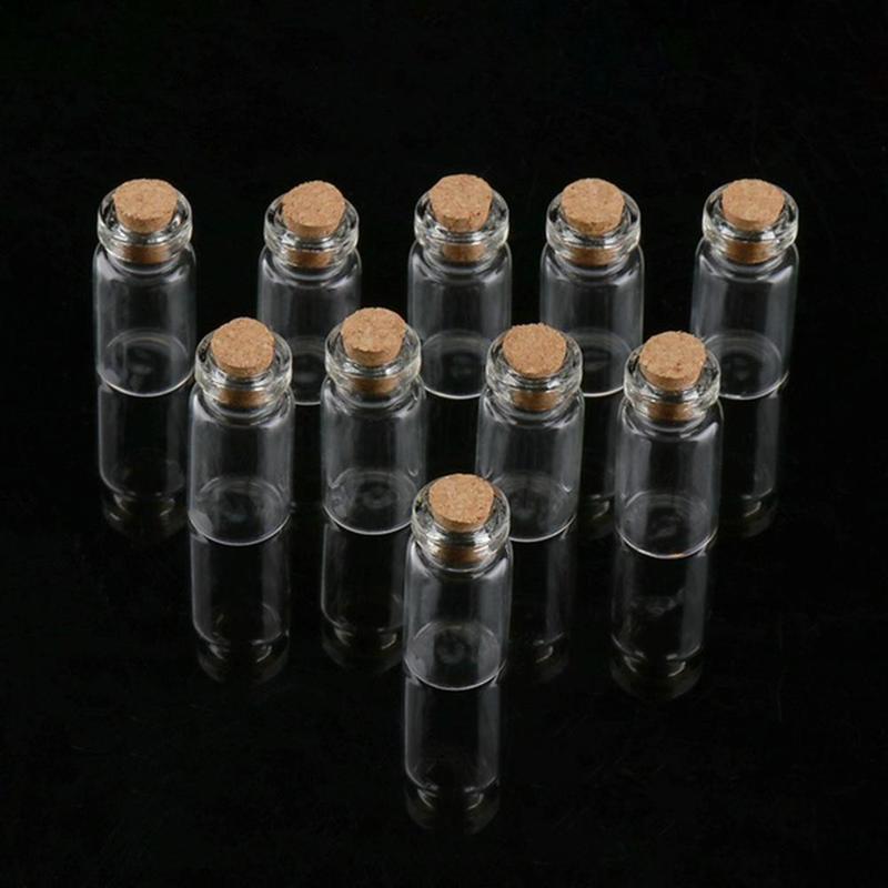 Frascos de vidrio para botellas pequeñas, recipientes de decoración Diy, Mini frascos para mensajes baratos, adornos, tapón de corcho para deseos, , 1 ud.