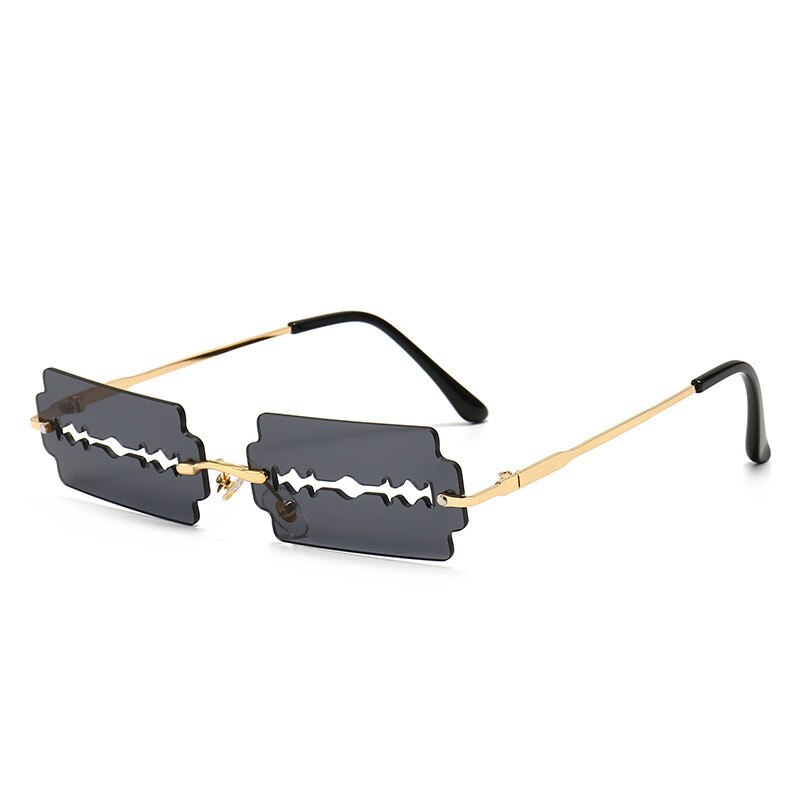 Rimless Sunglasses Women Vintage Unique HollowFishing Sunglasses Eyewear Men Frameless Punk Glasses Shades UV400 Driver Goggles: Black