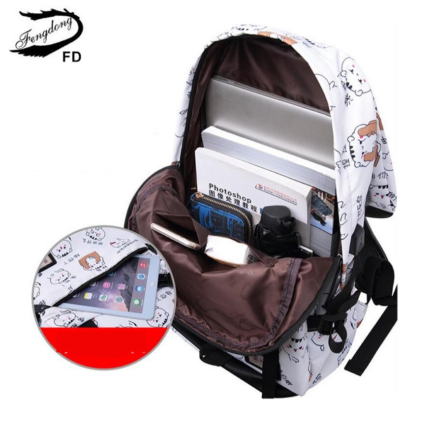 Fengdong skolväskor för tonårsflickor laptop ryggsäck skolväska bagpack kvinnlig bärbar datorväska barn ryggsäckar ryggsäck bokväska