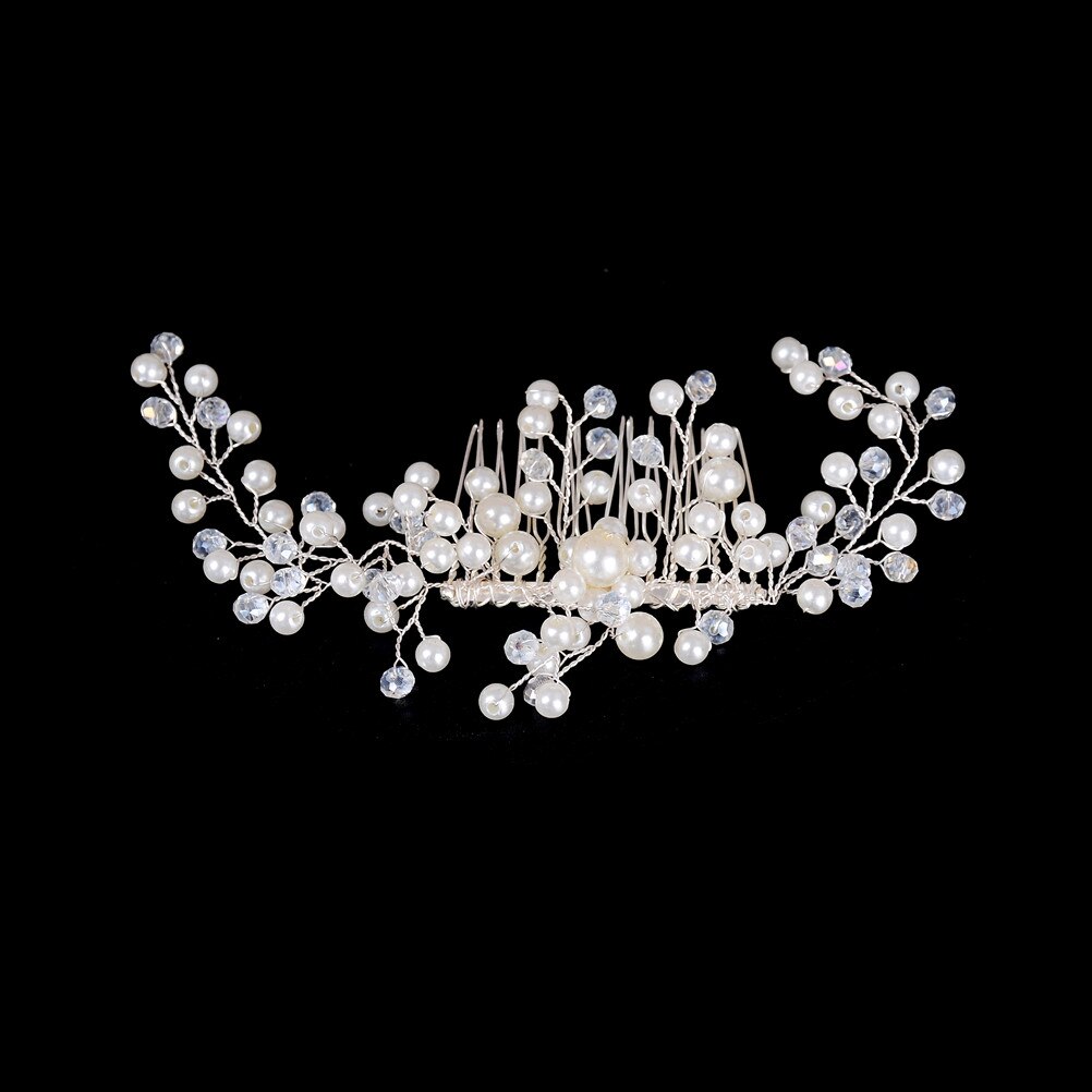 Peineta de perlas de cristal para el pelo, adorno de joyas para el pelo para boda, novia, decoración de la cabeza, peineta de novia con diamantes de imitación