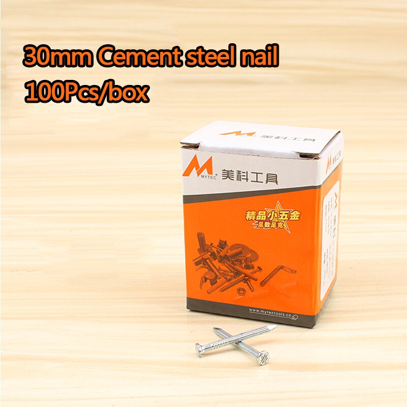 Clavos de acero para cemento, herramientas especiales de cabeza redonda de alta resistencia, clavos de hierro para pared de ladrillo y hormigón, 16-100mm: 30mm 100pcs box