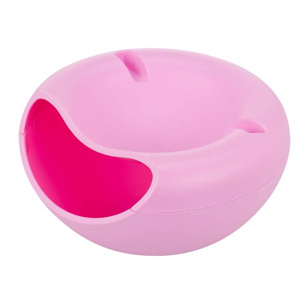 Plastique Double couche fruits secs Melon graines noix conteneurs collations stockage support de la boîte plat organisateur avec support de téléphone portable: Pink
