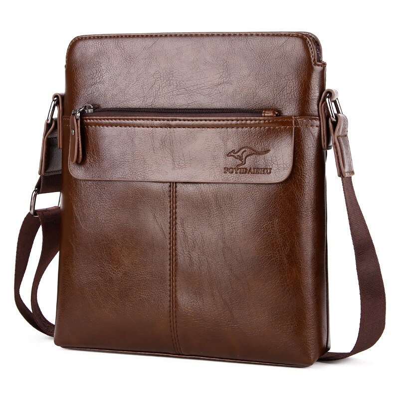 Mænds taske mænds håndtasker forretningstaske lodret pu læder skulder messenger taske til mand med lommebog lomme lsh 735: Khaki