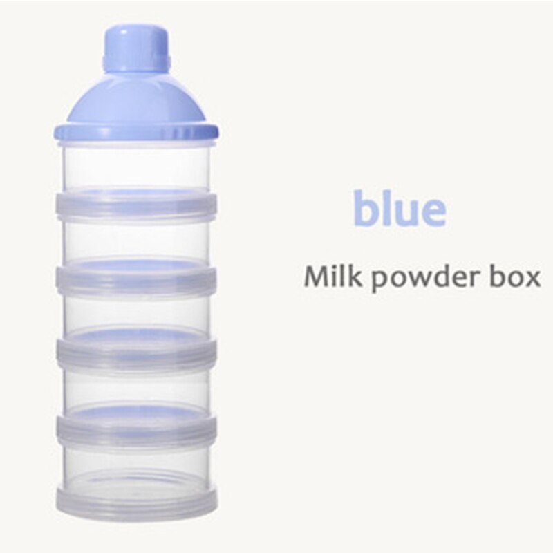 5- lagers gallerformel mjölkpulver dispenser babytillbehör plast spannmålsmatbehållare spädbarnsmatningsförvaringslåda avtagbar: Blå