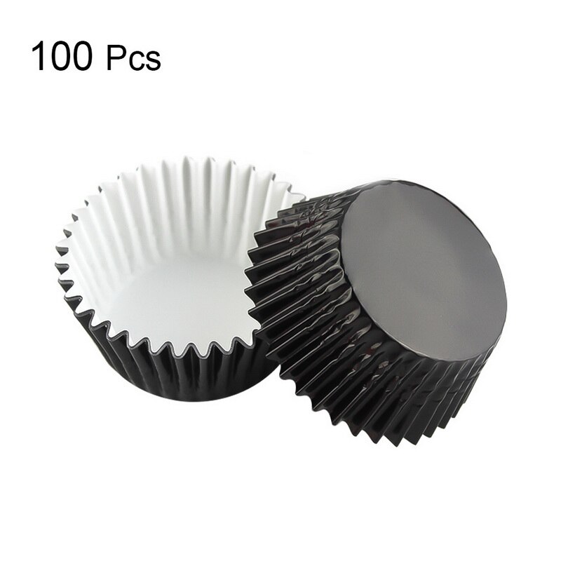 Urijk 100 st tjocka muffins kex kakor cupcake pappersmuggar liner tårtdekoration festbricka tårtform kökstillbehör: 100 st svart