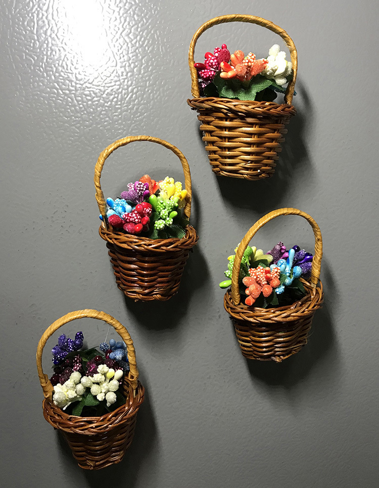 1 pc magnetisk kylskåp dekor harts blomma korg stil kylskåp magnet souvenir diy familj trädgård dekoration kylskåp klistermärke