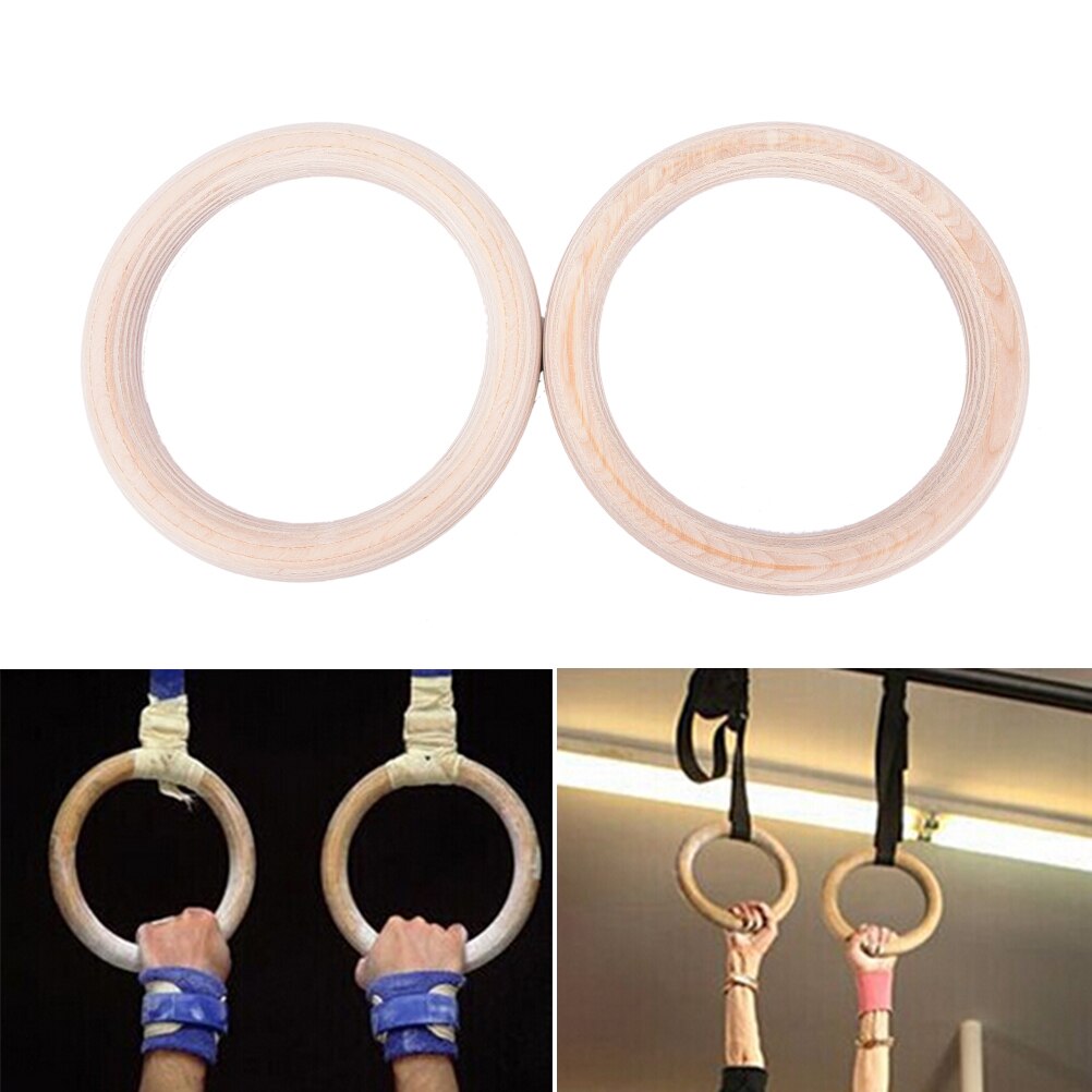 2 stk træ træning fitness gymnastik ringe gym træning pull ups muskel ups 28cm