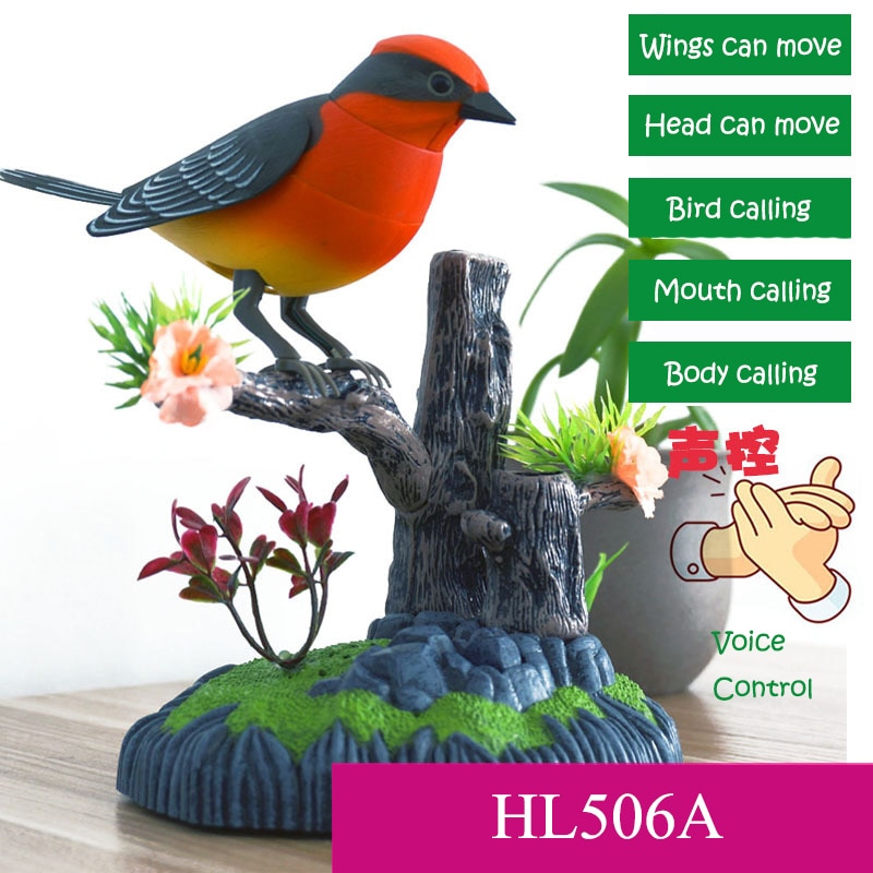 HL506A/510F Vogel Spielzeug Elektrische Klingende Vogel Voice Control Spielzeug Käfig Ornament Künstliche Vogel Spielzeug Singen Vogel Hause Garten dezember